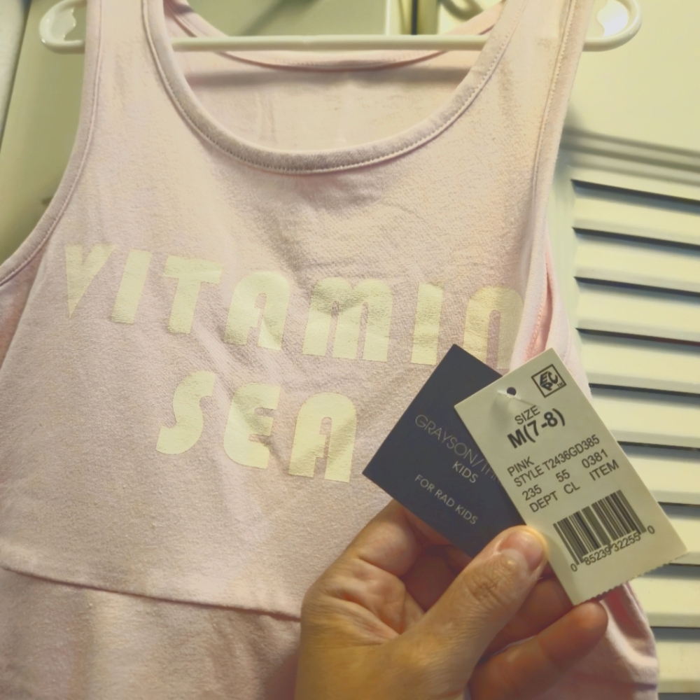 "Vitamin Sea" Knee Length Summer Dress for Girls in Light Pink